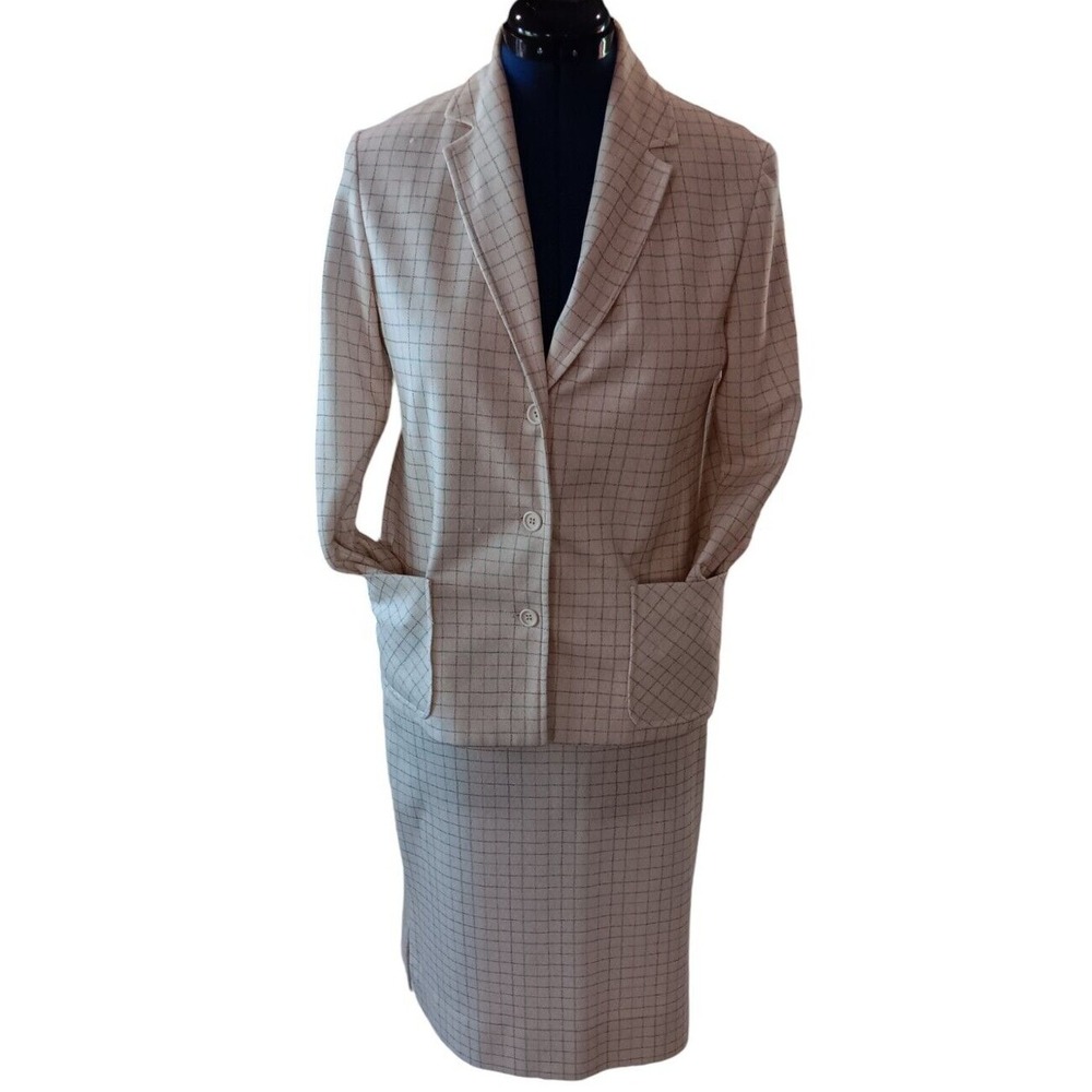 Vintage Jeanne Durrel women Jacket Skirt 2 Piece stripped Suit size L - XL AA323